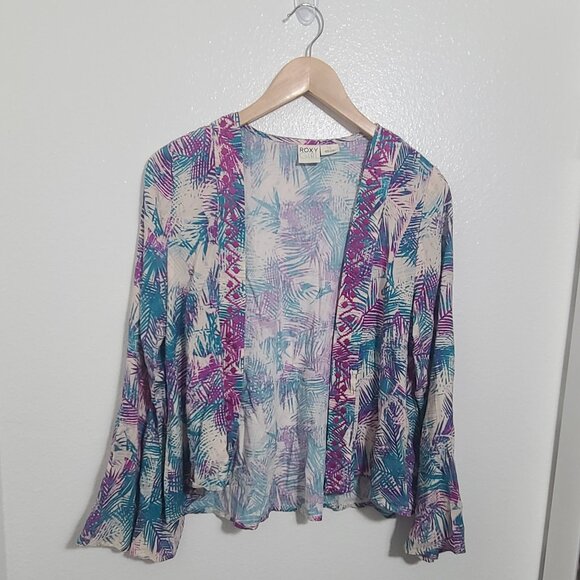 ROXY Girls Swim Cover Up Size 16 Rayon Tropical Floral Vacation - Picture 1 of 6